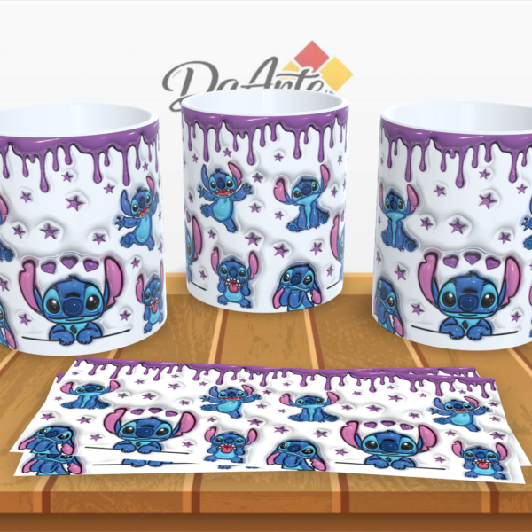Caneca Stitch – Efeito Drip Roxo