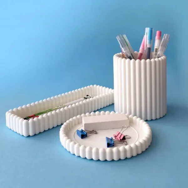 Kit Organizador de Mesa 3 Peças - Design Beaded Moderno