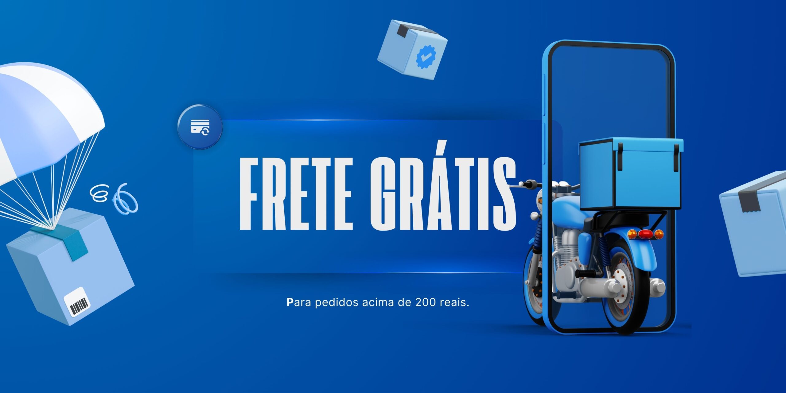 Banner para loja online azul com frete grátis