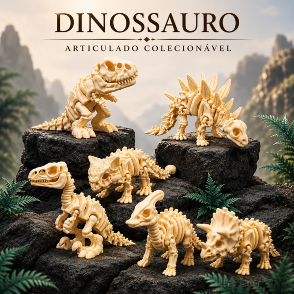 Dinossauro Articulado 3D Flexível Brinquedo Colecionável